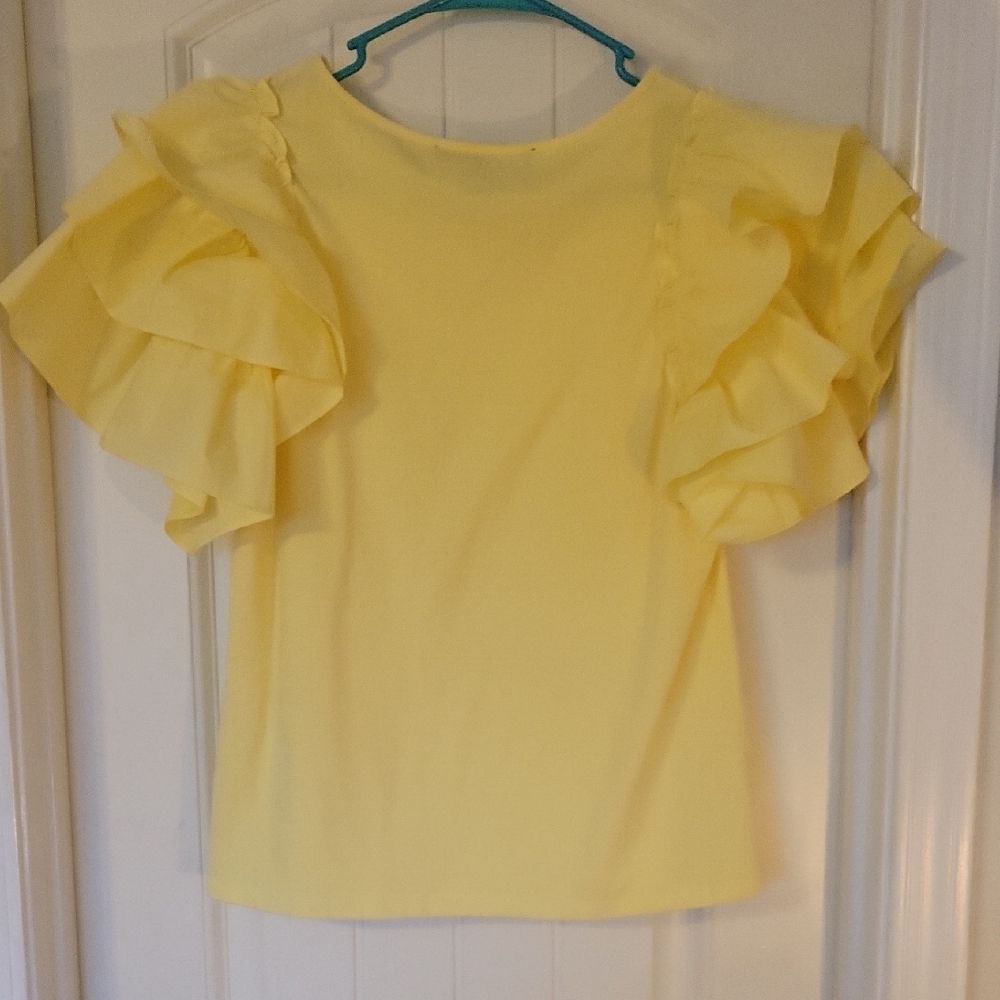 Marc New York Yellow Ruffle Sleeve Blouse - Picture 4 of 5